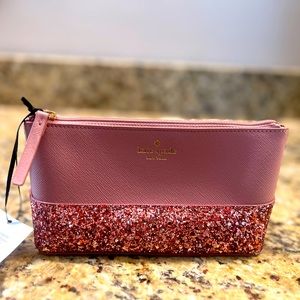 NWT Kate Spade Pink Glitter Makeup Bag